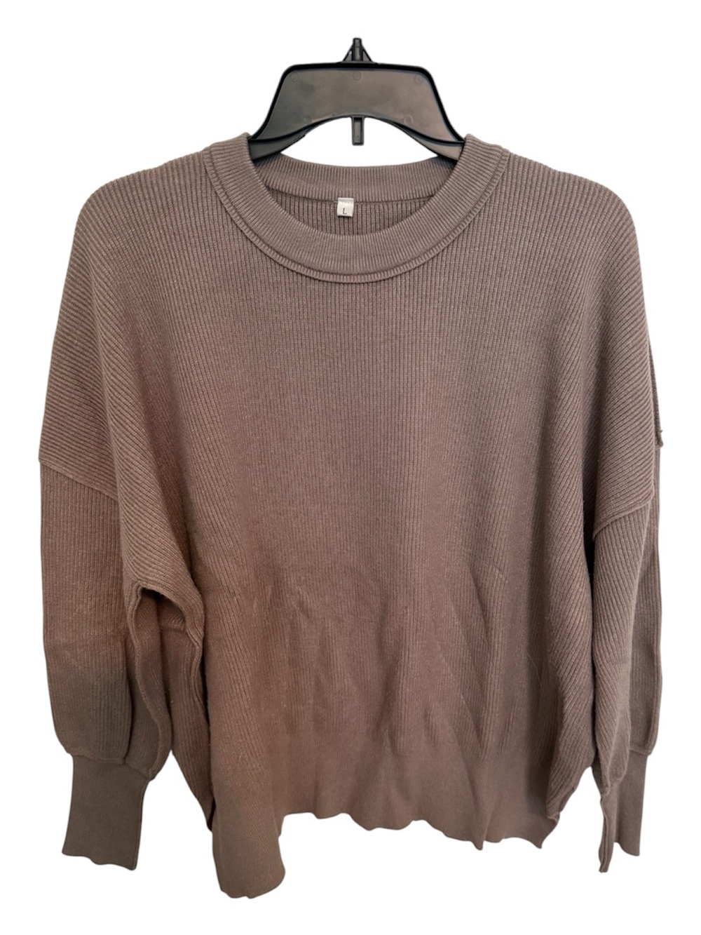 Relaxed Ribbed Crewneck Sweater - Taupe